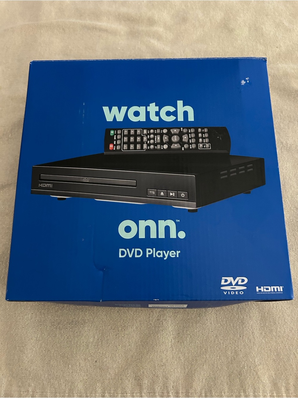 Onn. Running Black DVD Player with Remote Everything In Plastic, Box Is Opened